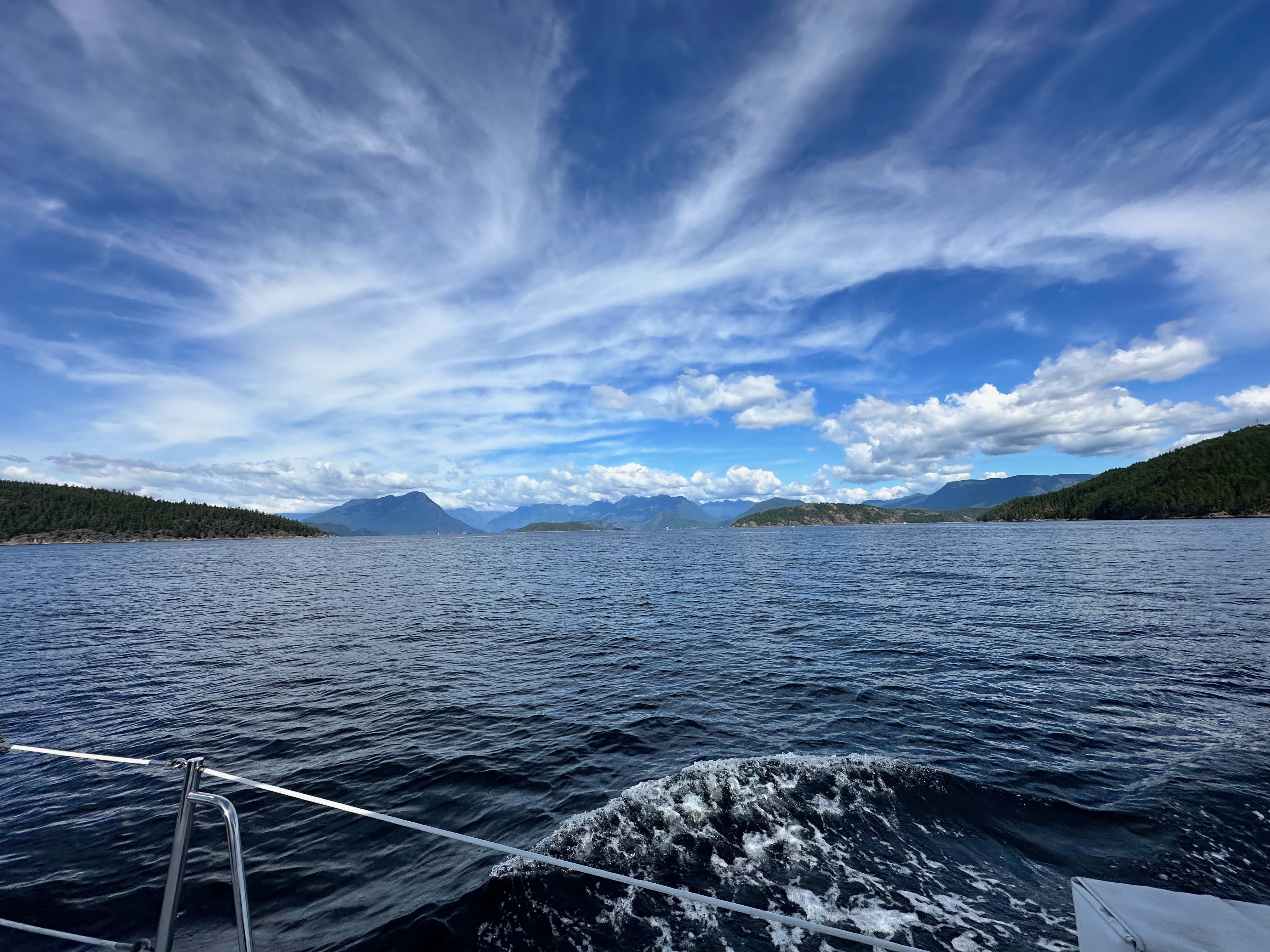 Wide mountain view while approaching Desolation Sound