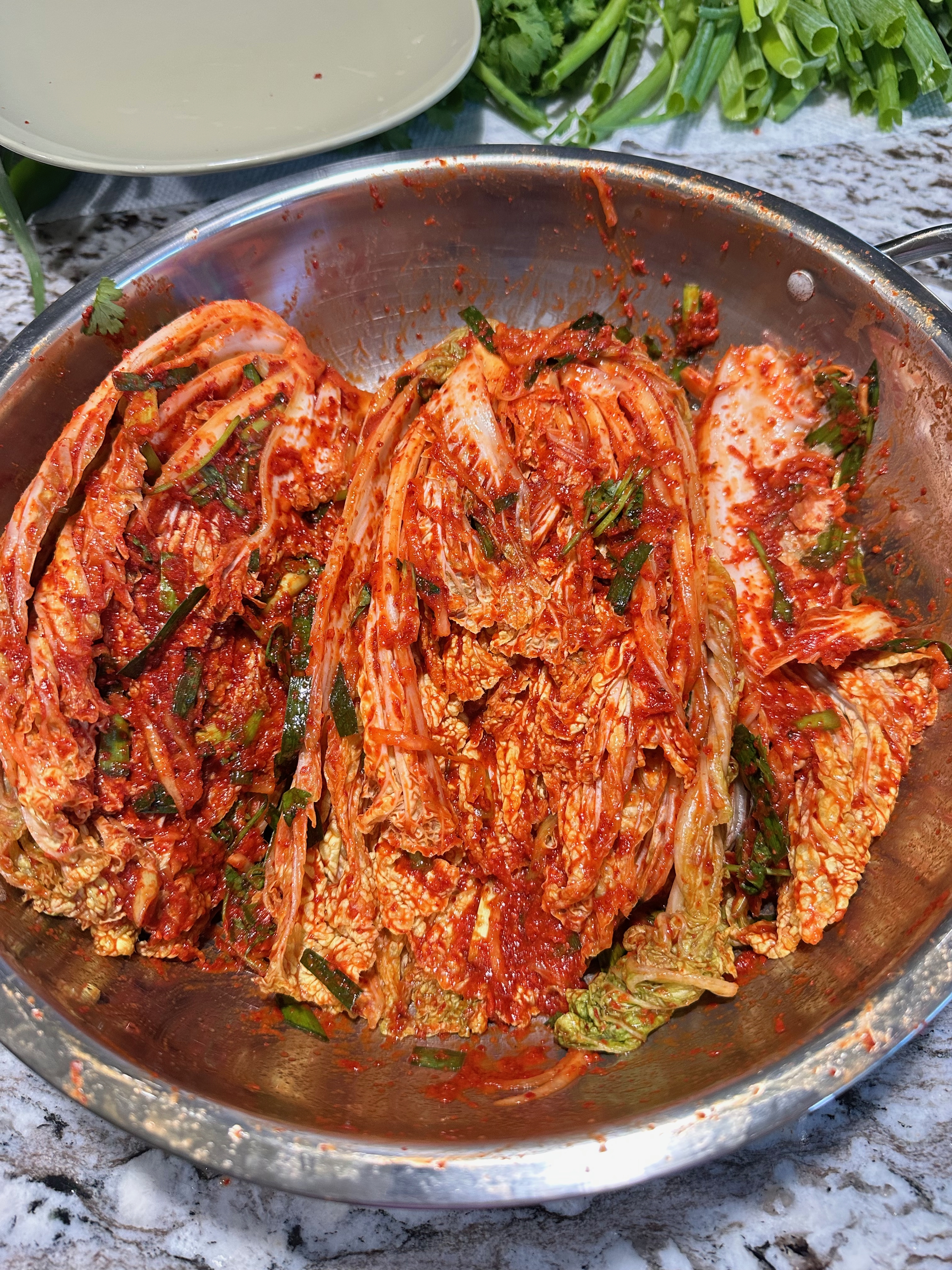 Fresh homemade kimchi prepared aboard Oceanus