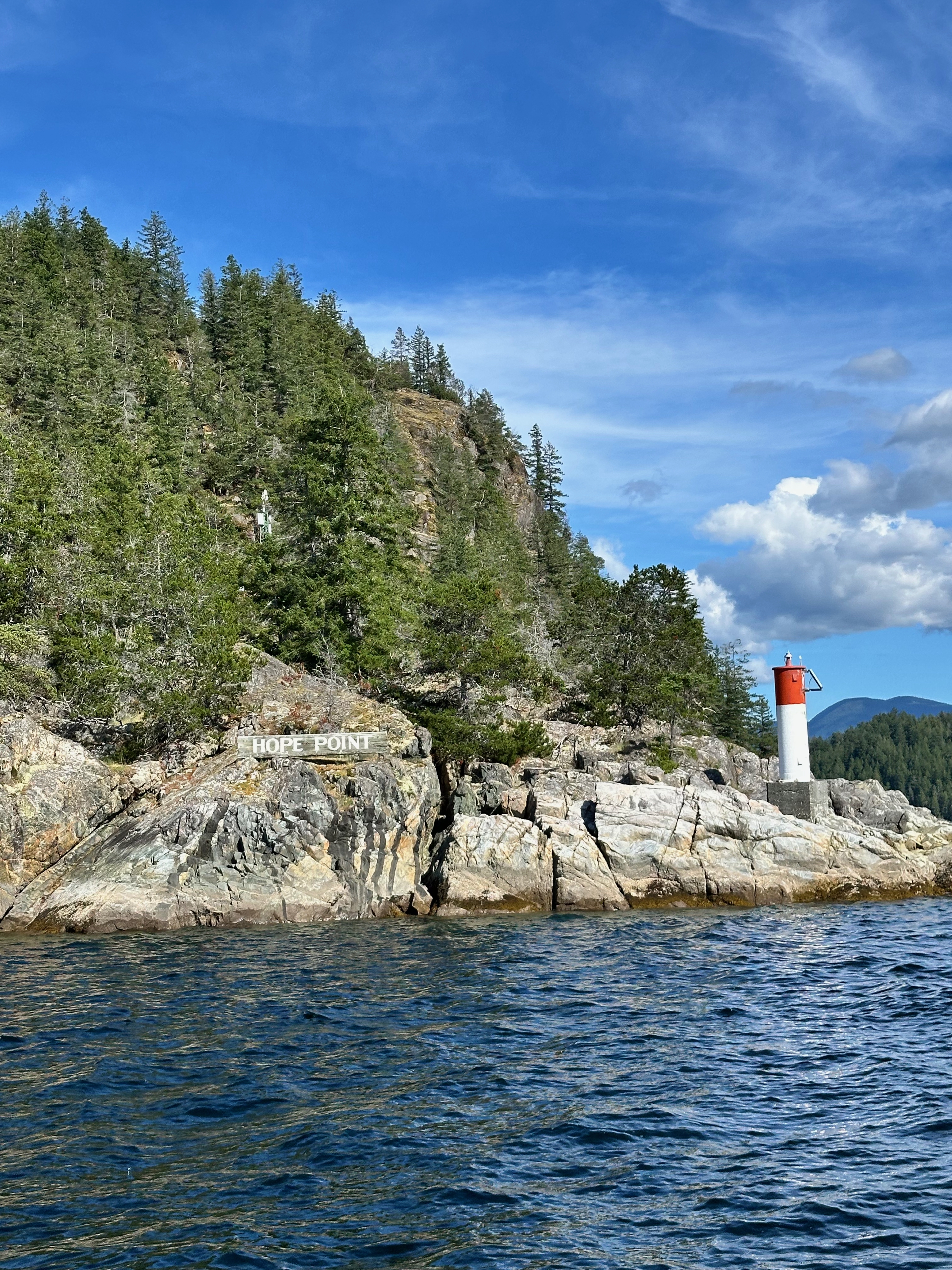 Hope Point marker near Refuge Cove in Desolation Sound