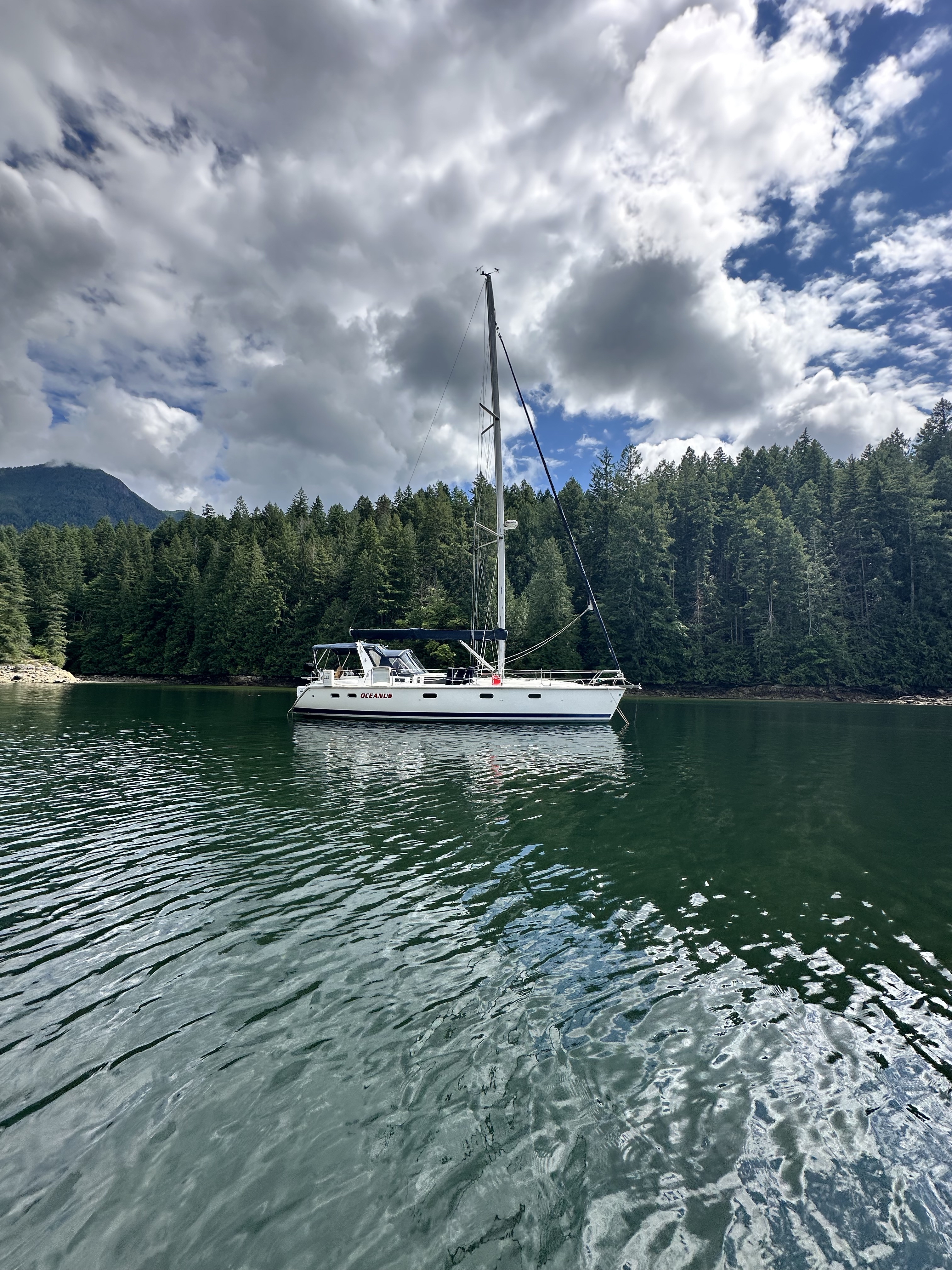 Oceanus anchored in Melanie Cove