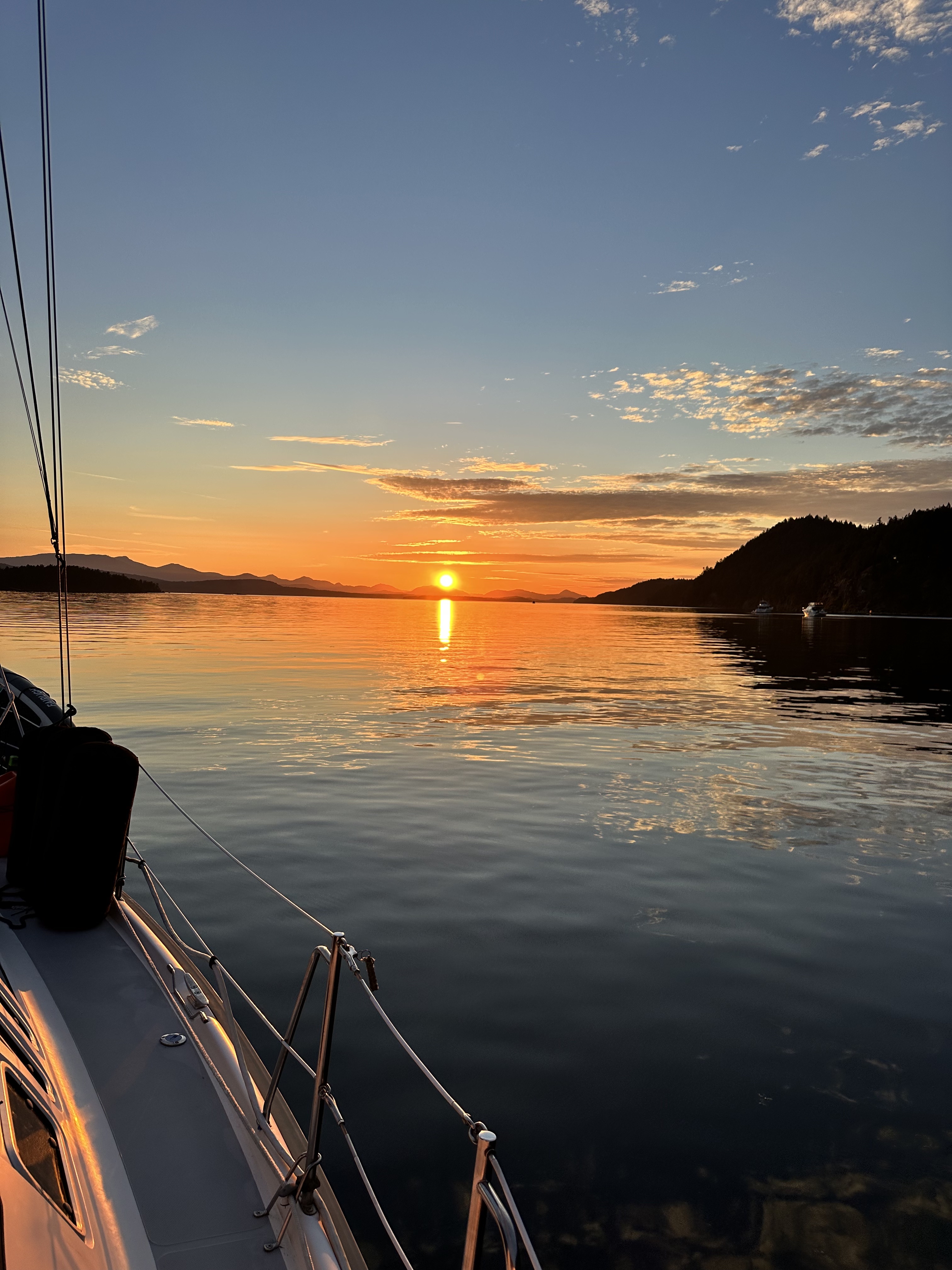 Golden sunset viewed from Oceanus at Montague Harbour