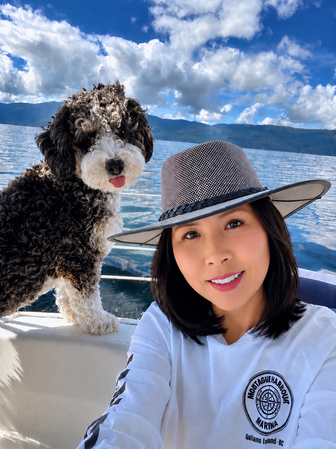 Yinglan and Shadow together on the water during the summer cruise