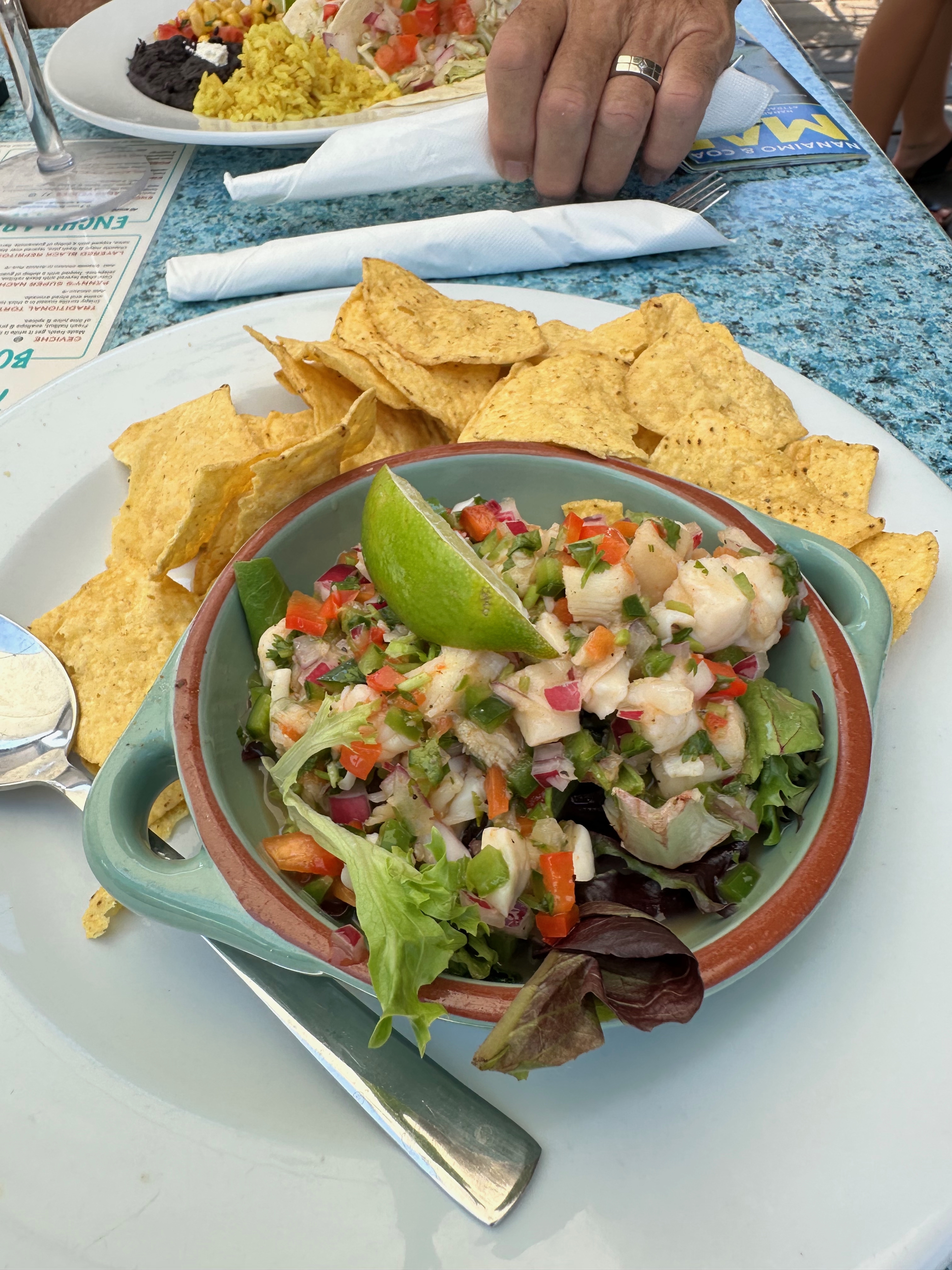 Ceviche and tortilla chips in Nanaimo