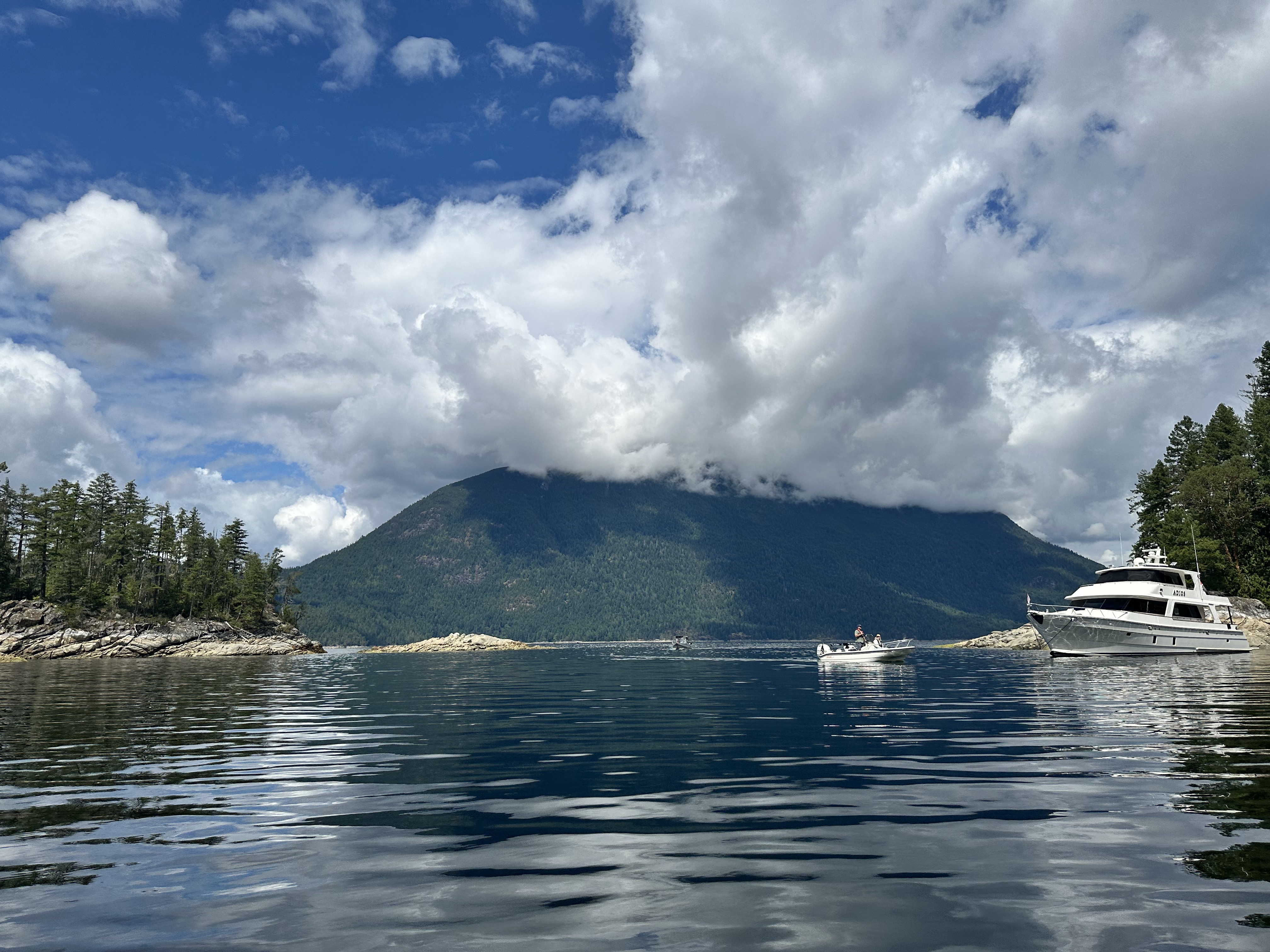 Prideaux Haven with mountain and dramatic clouds